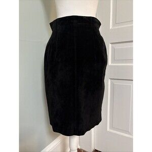 Evan Davies Pig Suede Black Skirt Size 10 Vintage Leather Pencil Skirt